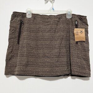 LL Bean Womens Runabout Skort Pull On L Tan Tribal Gorpcore Outdoor UPF 50